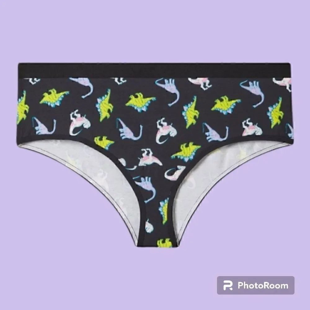 3X 22W 24W Torrid Black Dinosaur Cotton Cheeky Panty Mid Rise Pink T Rex Lingeri
